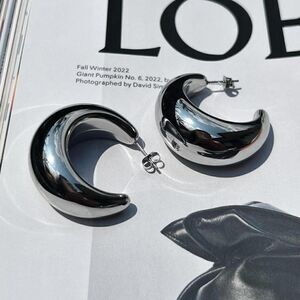 New! “Nina” Large Silver Chunky Studs Hoop Earrings